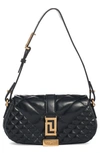 Versace Mini Greca Goddess Quilted Leather Shoulder Bag In Black/  Gold