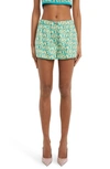 Versace Printed Silk Shorts In 5v550 Turquoise Avory
