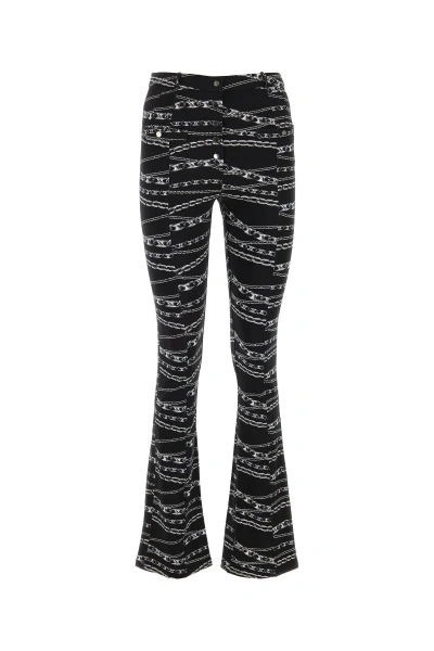 Paco Rabanne Graphic-print Flared Trousers In Black