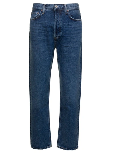 Agolde '90's' Blue Five-pocket Style Straight Jeans In Cotton Denim Woman In Range