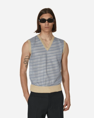 Our Legacy Static Stripes Knitted Vest Blue In Grey