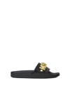 Moschino Pvc Sandal Slide With Lettering Logo In Black