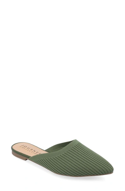 Journee Collection Aniee Knit Mule In Olive- Knit Fabric