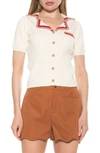 Alexia Admor Kith Knit Button Top In Ivory