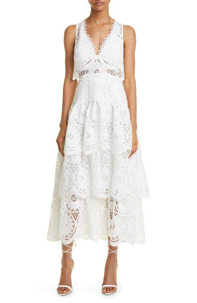 Alexis Aviana Tiered Lace Maxi Dress In White Ethereal