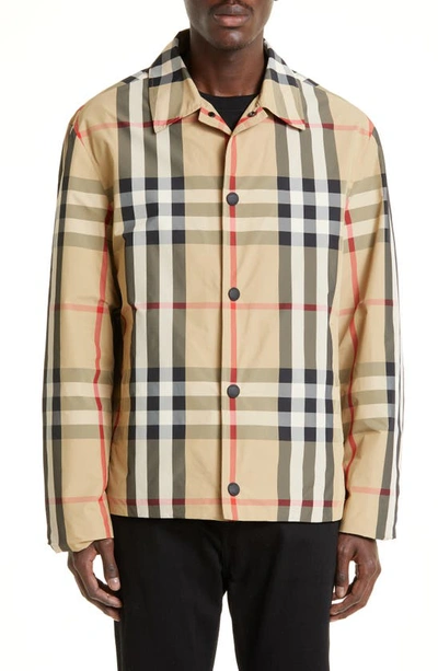 Burberry Check Nylon Jacket In Brown