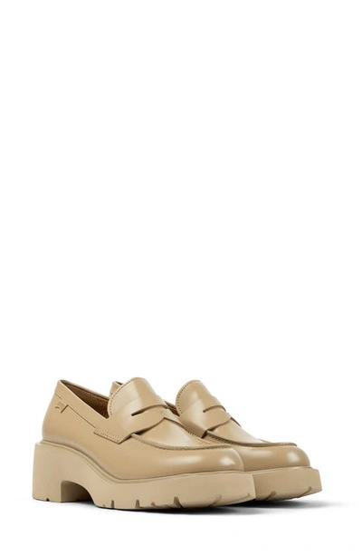 Camper Milah Penny Loafer In Medium Beige