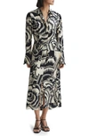 REISS TILLY ABSTRACT FLORAL LONG SLEEVE SHIRTDRESS