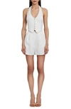 AMANDA UPRICHARD ISADORE HALTER LINEN BLEND ROMPER