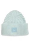 Acne Studios Face Patch Wool Beanie In Sky Blue Melange