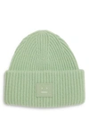 Acne Studios Face Patch Wool Beanie In Spring Green