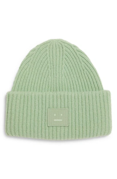 Acne Studios Face Patch Wool Beanie In Spring Green