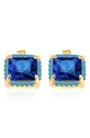 Gabi Rielle Enchanted Bouquet Square Halo Stud Earrings In Gold/turquoise