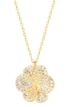 Gabi Rielle Pavé Cubic Zirconia Floral Pendant Necklace In Gold