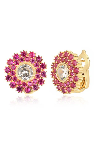 Gabi Rielle 14k Over Silver Cz Rosy Bloom Earrings In Gold