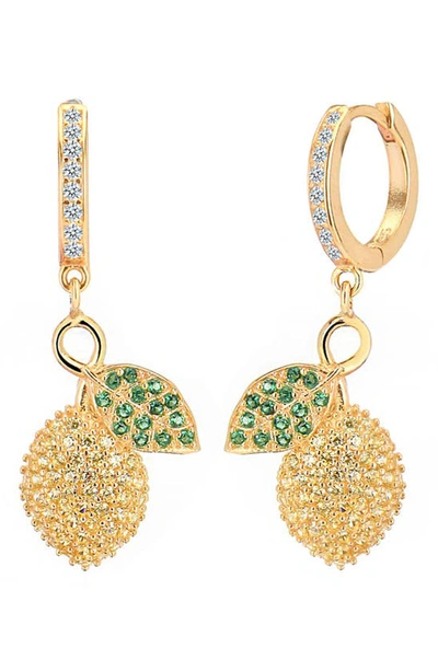 Gabi Rielle 14k Over Silver Cz Capri Lemons Huggie Earrings In Gold