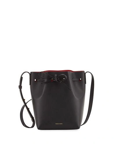 Mansur Gavriel Mini Mini Vegetable-tanned Leather Bucket Bag In Black/flamma