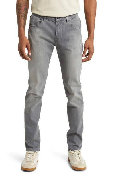 7 For All Mankind Slimmy Luxe Performance Slim-fit Tapered-leg Stretch Cotton-blend Jeans In Grey