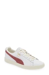 Puma Clyde Core Leather Sneakers In White Violet- Gold