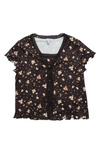 Love, Fire Kids' Camisole & Short Sleeve Cardigan Set In Black Floral
