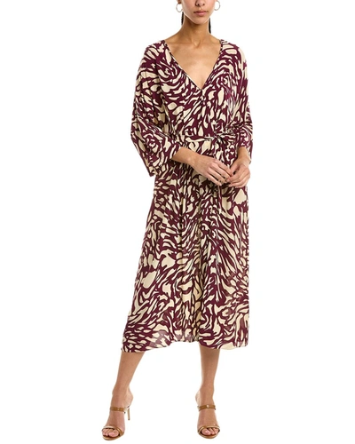 Ba&sh Goa Pleated Printed Crepe De Chine Midi Wrap Dress In Red