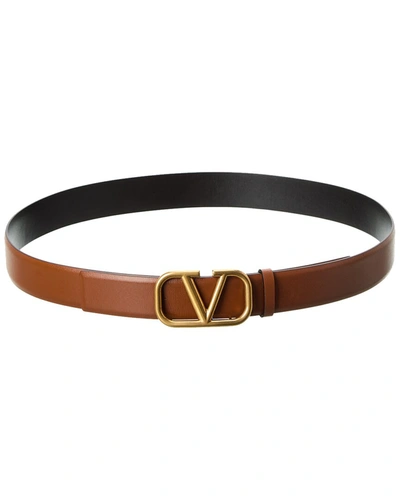 Valentino Garavani Valentino Vlogo Plaque Reversible Belt In Brown