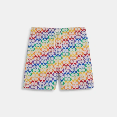 Coach Outlet Rainbow Signature Swim Trunks, Size: Small In Multi