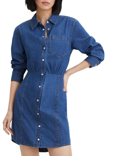 Veronica Beard Keston Womens Collared Midi Shirtdress In Blue