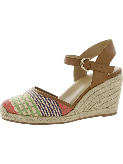 Naturalizer Phebe 3 Womens Leather Ankle Strap Wedge Sandals In Multi