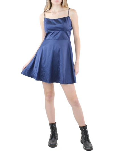 B Darlin Juniors Womens Sleeveless Mini Fit & Flare Dress In Blue