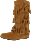 MINNETONKA Womens Suede Fringe Moccasin Boots