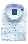 Tailorbyrd Kids' Bird Long Sleeve Button-up Shirt In White