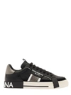 DOLCE & GABBANA BLACK NS1 LOW TOP SNEAKERS IN CALF LEATHER MAN