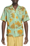 Nike Rose City Mesh Button-up Shirt In Enamel Green