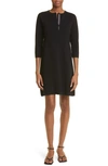 FABIANA FILIPPI SPLIT NECK LONG SLEEVE WOOL KNIT SHIFT DRESS