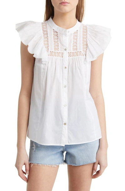 Rails Louella Embroidered Button-front Blouse In White