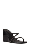 BLACK SUEDE STUDIO OLIVIA WEDGE SLIDE SANDAL