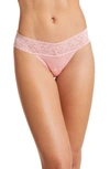 HANKY PANKY MID RISE LACE TRIM THONG