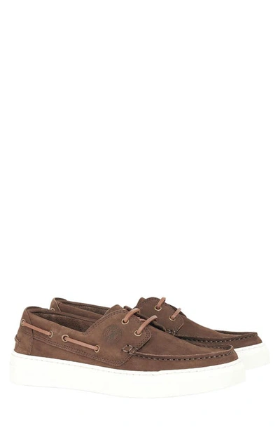 Barbour Bosun Boat Shoe In Dark Brown