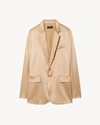 Nili Lotan Boyfriend Silk Blazer In Khaki