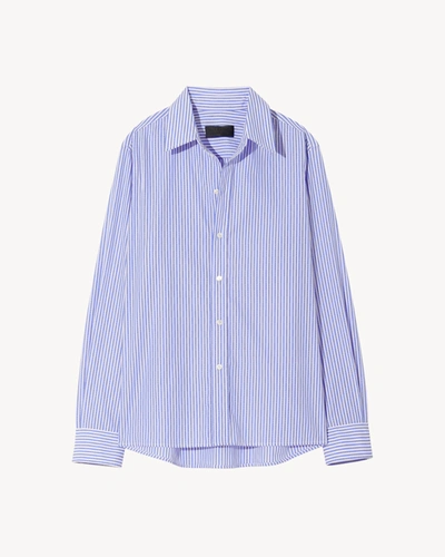 Nili Lotan Raphael Classic Shirt In Blue/white Stripe