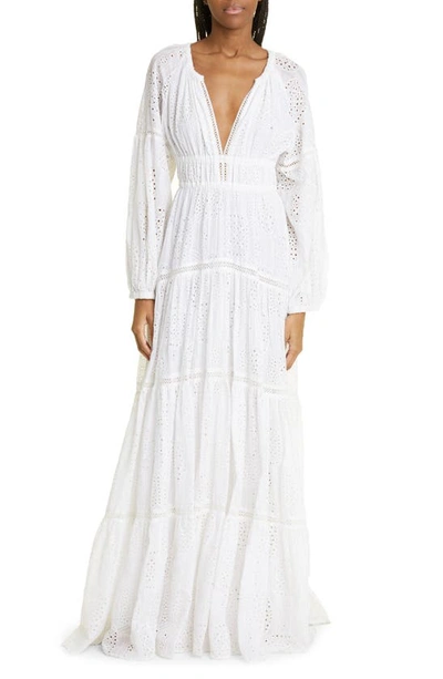 A.l.c Mackenna Eyelet Deep-v Maxi Dress In White