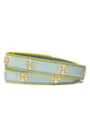 Tory Burch Miller Double Wrap Leather Bracelet In Tory Gold Seabub