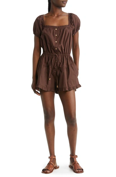 Free People A Sight For Sore Eyes Cotton Romper In French Roast