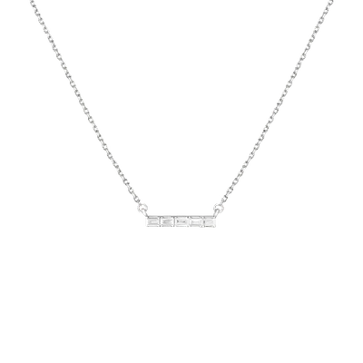 Aurate New York Midi Diamond Baguette Bar Necklace In White