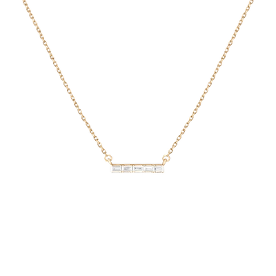 Aurate New York Midi Diamond Baguette Bar Necklace In Yellow