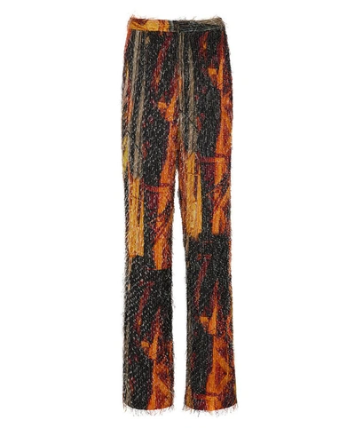 Lapointe Jacquard Fringe High-waisted Straight-leg Pants In Multi