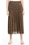 Max Studio Graduated Pleat Print Knee-length Midi Skirt In Brown/ Black Mini Cheetah