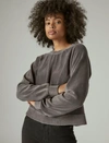 Lucky Brand Women's Ribbed Velour Crew In Asphalt