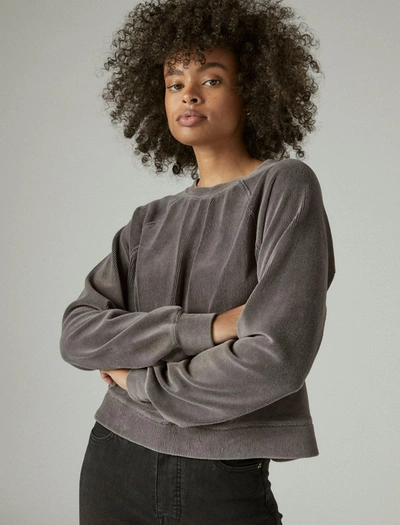 Lucky Brand Women's Ribbed Velour Crew In Asphalt